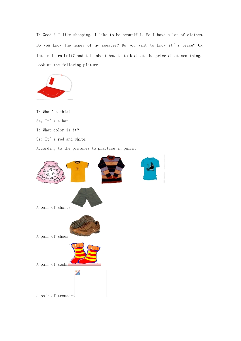 七年级英语上册 Unit 7 How much are these socks？（第二课时）教案 （新版）人教新目标版_第2页