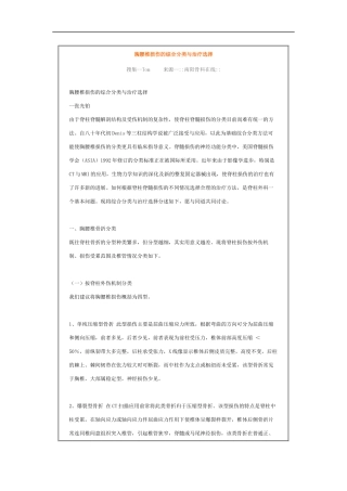 胸腰椎损伤的综合分类与治疗选择