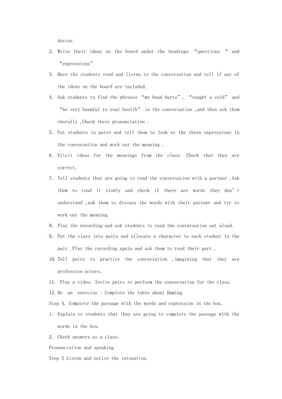 八年级英语下册 Module 4 Seeing the doctor Unit 1 I haven’t done much exercise since I got my computer教学设计 （新版）外研版-（新版）外研版初中八年级下册英语教案_第3页
