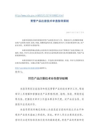 胃管产品注册技术审查指导原则