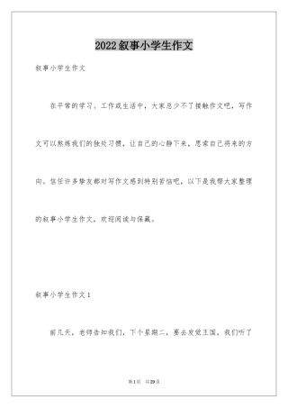 2024叙事小学生作文