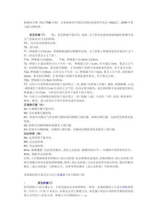 肿瘤的分期  国际TNM分期