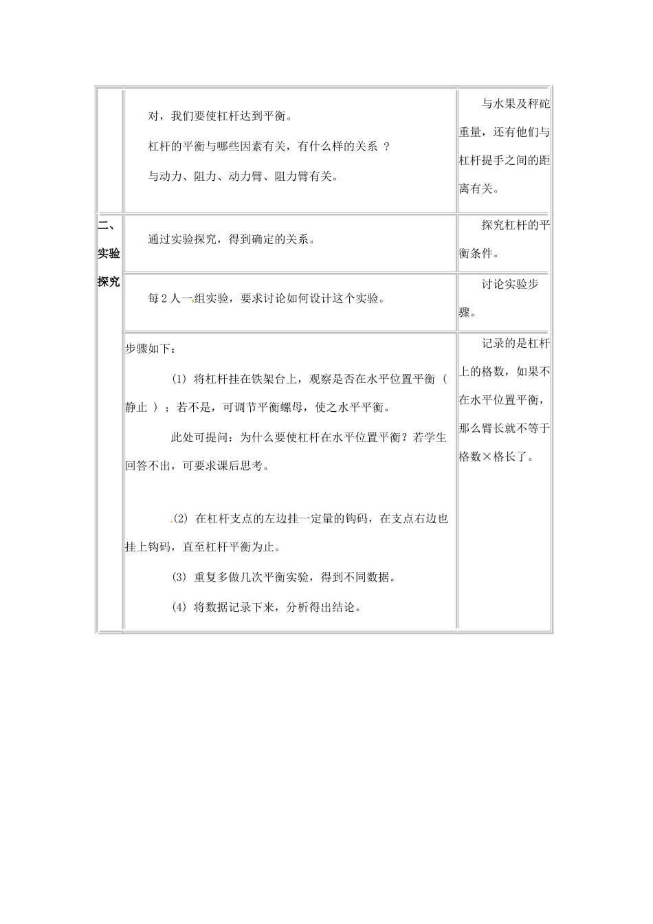 八年级物理下册 112 杠杆（教案）教科版_第2页