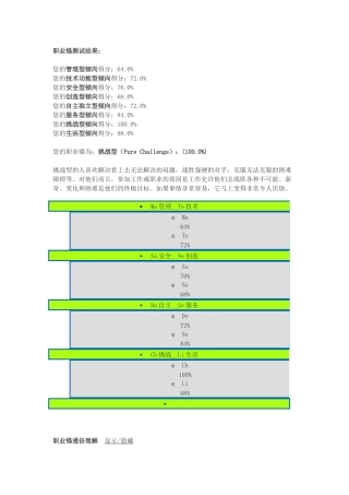 职业锚测试结果