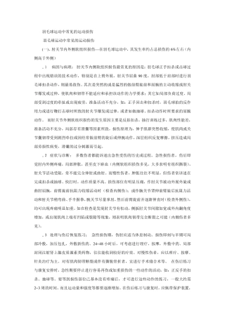羽毛球运动中常见的运动损伤
