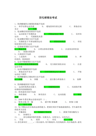 羽毛球理论考试