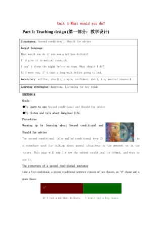 九年级英语 Unit 4What should you do 教案 人教新目标版
