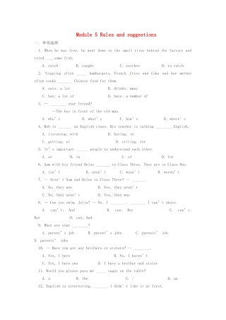 九年级英语下册 Module 5 Rules and suggestions全模块综合测试 外研版