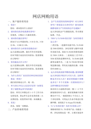 网店网购用语
