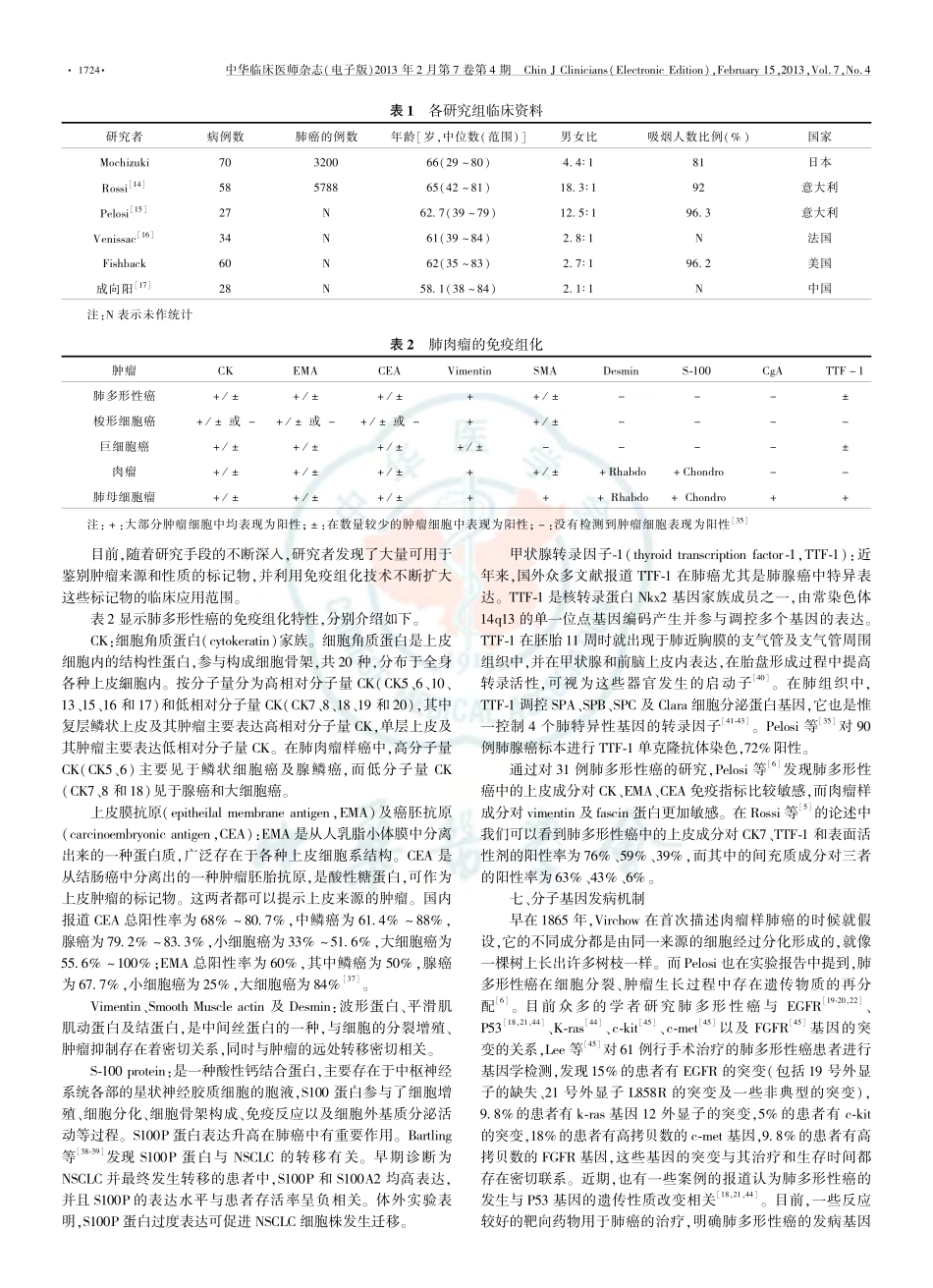 综 述：肺多形性癌的诊疗进展_第2页