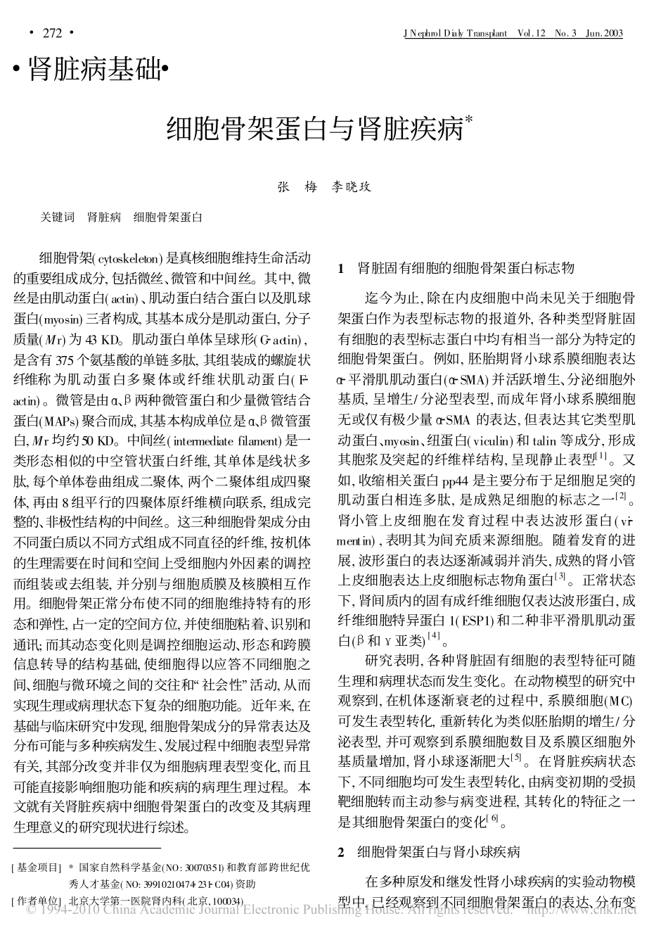 细胞骨架蛋白与肾脏疾病_第1页