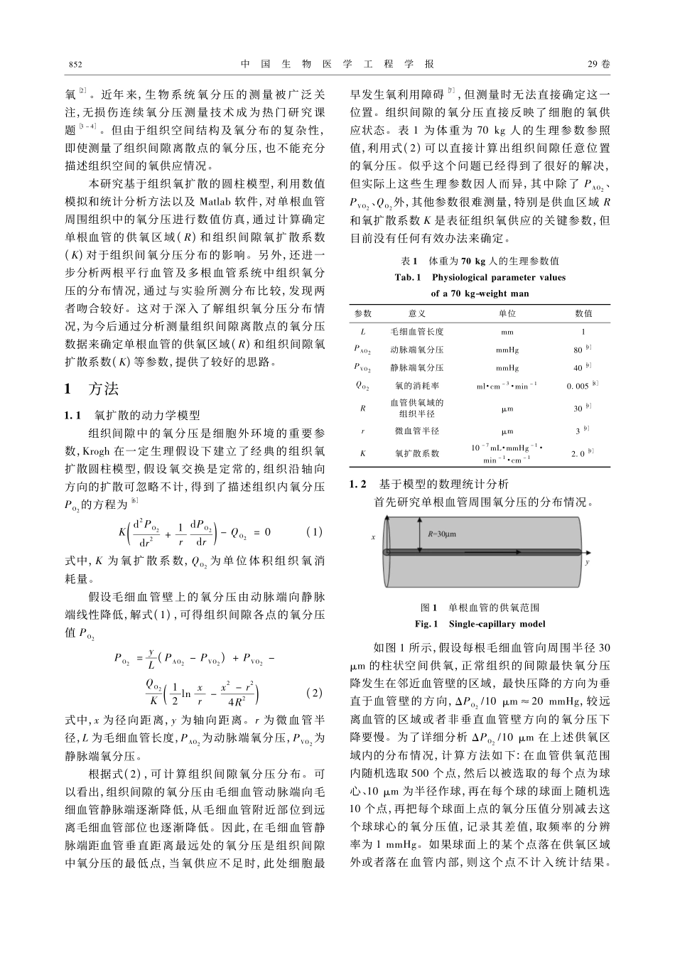 组织间隙氧分压的数值模拟及统计分析_第2页