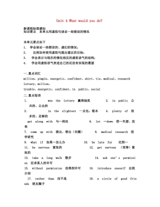 九年级英语 Unit 4 What would you do教案 人教版