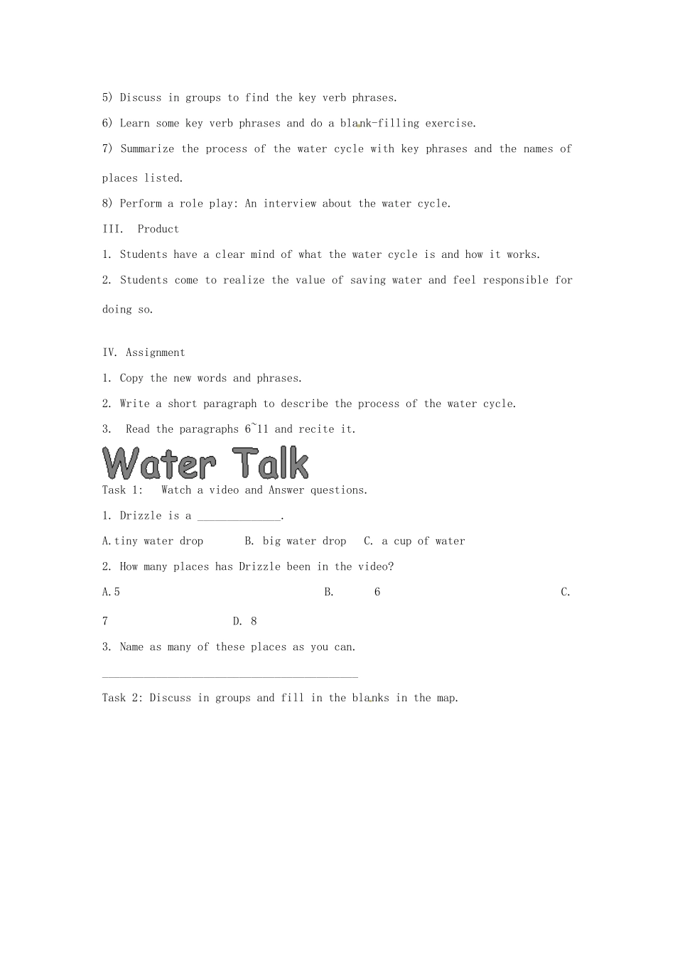 八年级英语下册 Chapter 6 Water Talk Reading教学设计 牛津上海版_第2页