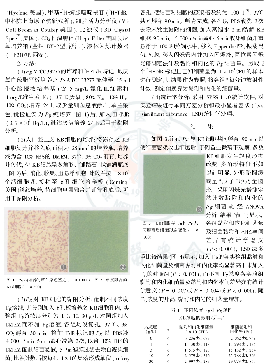 纤维蛋白原对牙龈卟啉单胞菌黏附口腔上皮细胞的影响_第2页