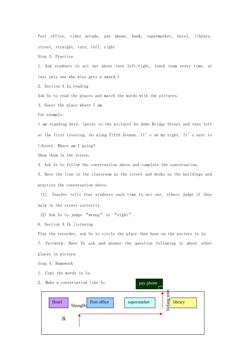 七年级英语下册 Unit 2 Where‘s the post office教案 人教新目标版_第3页