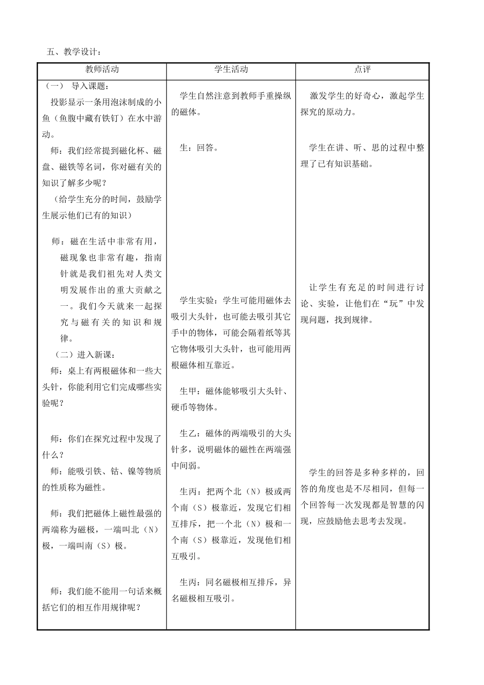 九年级物理 磁体与磁场教案 苏科版_第2页