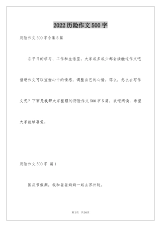2024历险作文500字