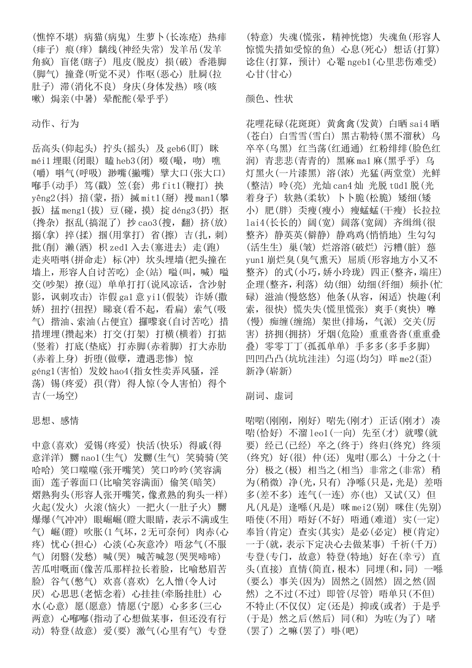 粤语词汇和发音表大全_第2页
