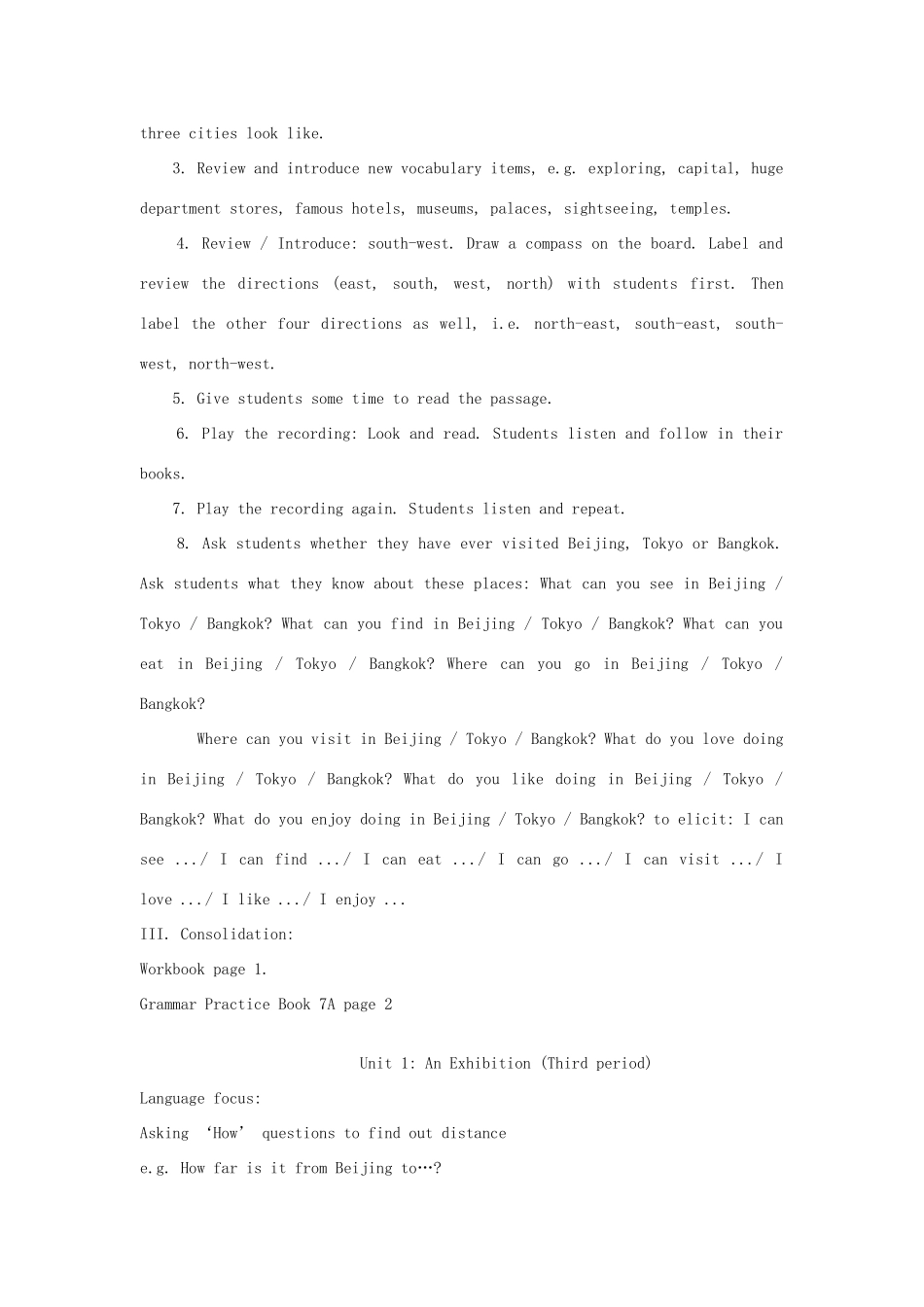 七年级英语上册 Module 1 Unit 1 An exhibition教案上海牛津版_第3页