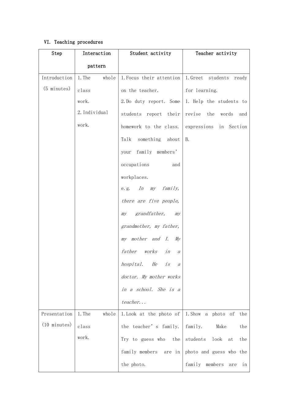 七年级英语上册 Unit 3 Getting together Topic 2 What does your mother do Section C教案 （新版）仁爱版_第3页