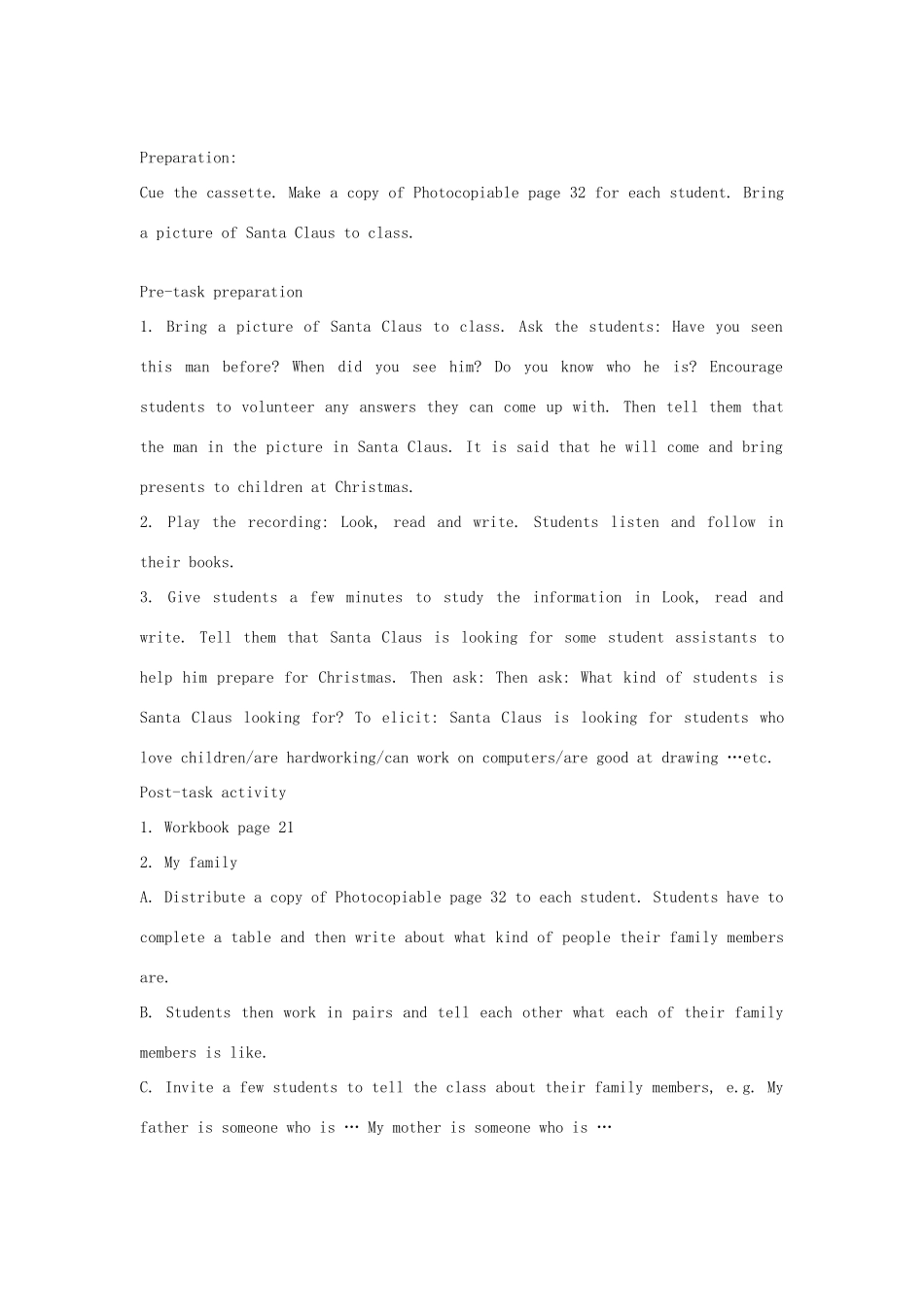 七年级英语下册 Module 2 Unit 3 Santa Claus is coming to town!教案 上海牛津版_第2页