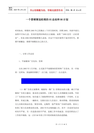 营销策划经理的总结及计划