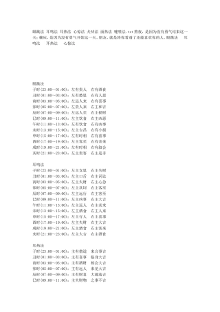 眼跳法 耳鸣法 耳热法 心惊法 犬吠法 面热法 嚏喷法
