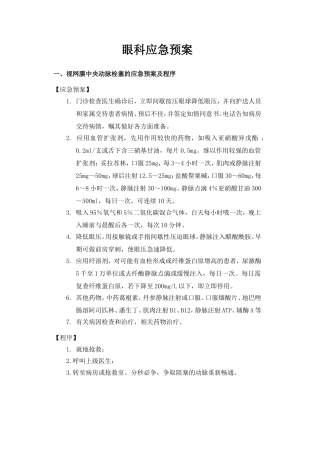 眼科应急预案