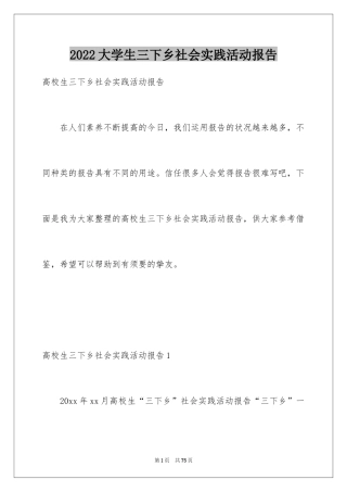 2024大学生三下乡社会实践活动报告