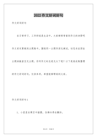 2024作文好词好句