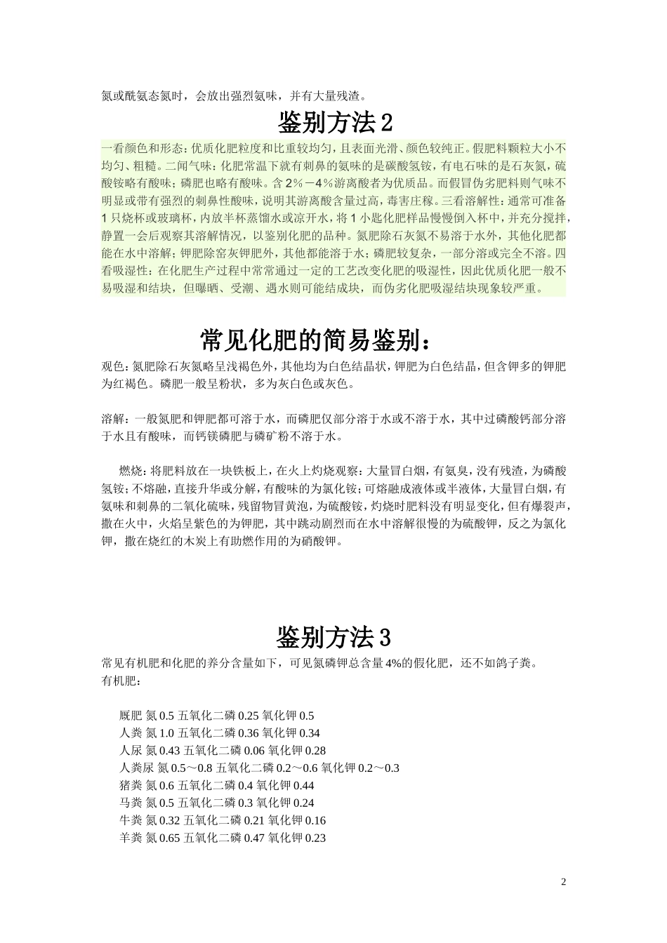 真假化肥鉴别常识及适用方法_第2页