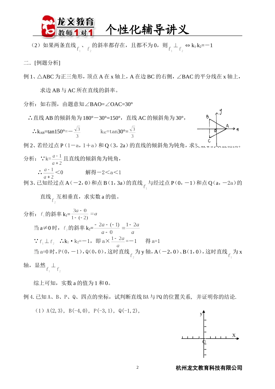直线的倾斜角和斜率讲义_第2页