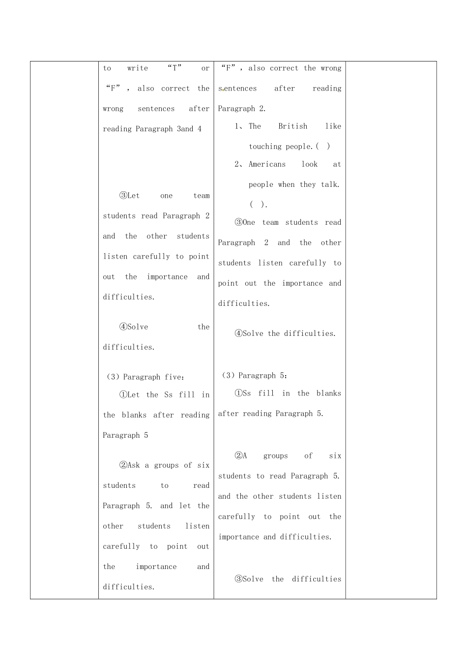 七年级英语下册 Module 11 Body language Unit 2 Here are some ways to welcome them教案 （新版）外研版-（新版）外研版初中七年级下册英语教案_第3页