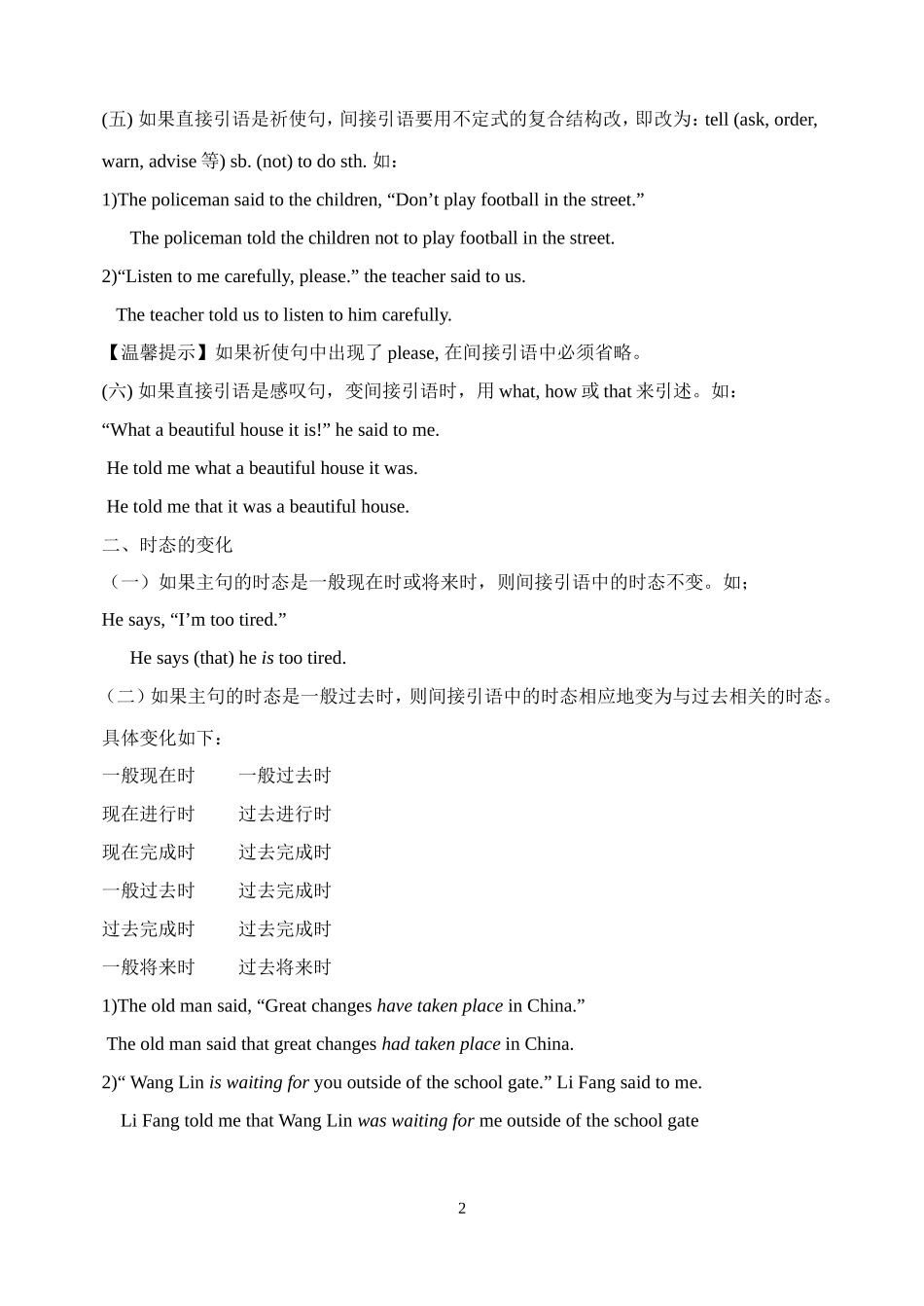 直接英语和间接英语句型转换_第2页
