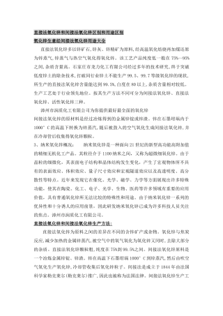 直接法氧化锌和间接法氧化锌区别和用途区别