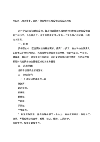 2022年商务楼宇、园区物业管理区域疫情防控应急预案