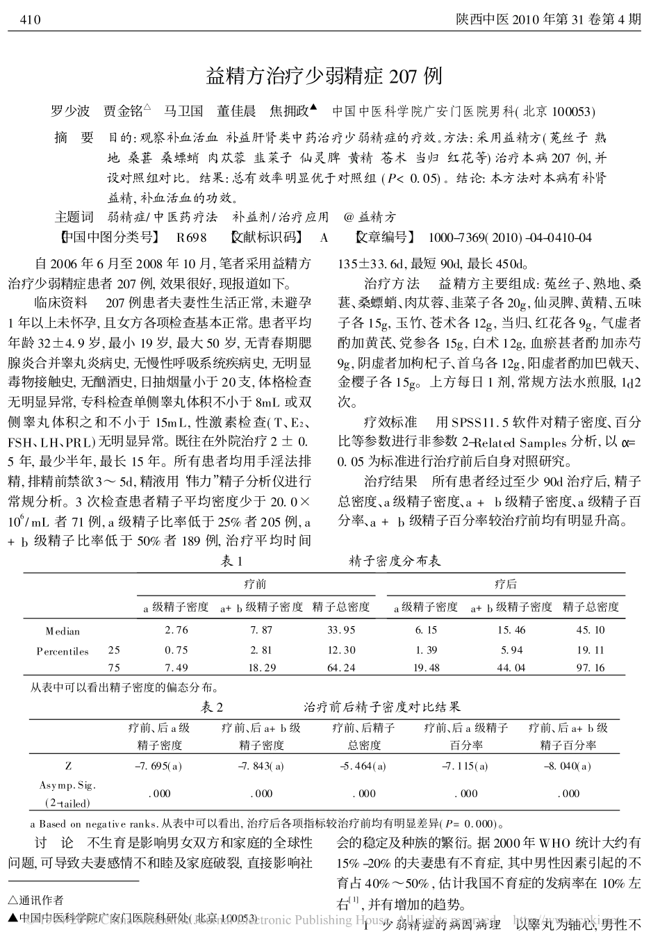 益精方治疗少弱精症207例_第1页