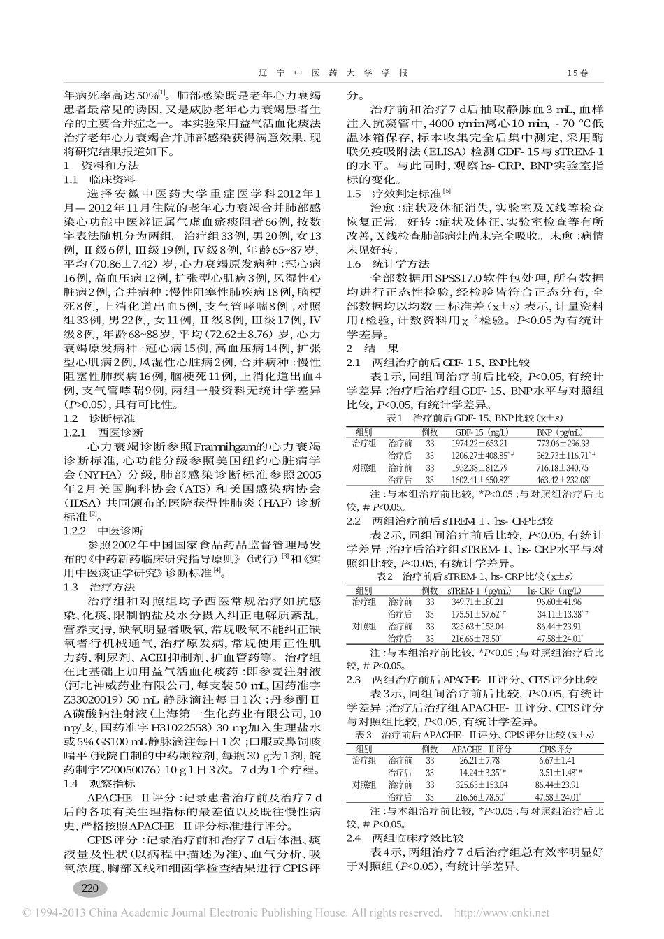 益气活血化痰法对老年心力衰竭合并DF15及sTREM1的影响_李魏_第2页