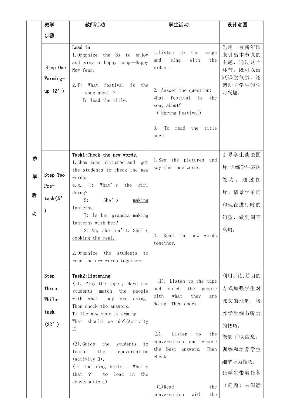 七年级英语上册 Module 10 Unit 1 Are you getting ready for Spring Festival教案 （新版）外研版-（新版）外研版初中七年级上册英语教案_第2页
