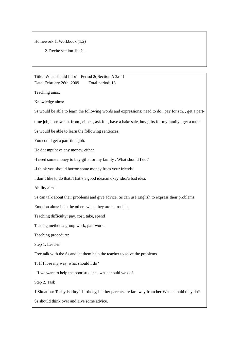 八年级英语上册 UNIT2教案 北师大版_第3页