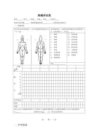 疼痛评估单修改稿