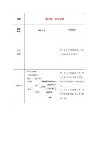 八年级物理全册《7 力与运动》复习教案 （新版）沪科版-（新版）沪科版初中八年级全册物理教案
