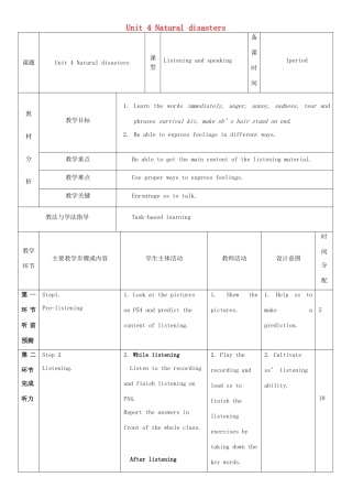 九年级英语下册 Module 2 Environmental problems  Unit 4 Natural disasters教案4 牛津深圳版-牛津深圳版初中九年级下册英语教案