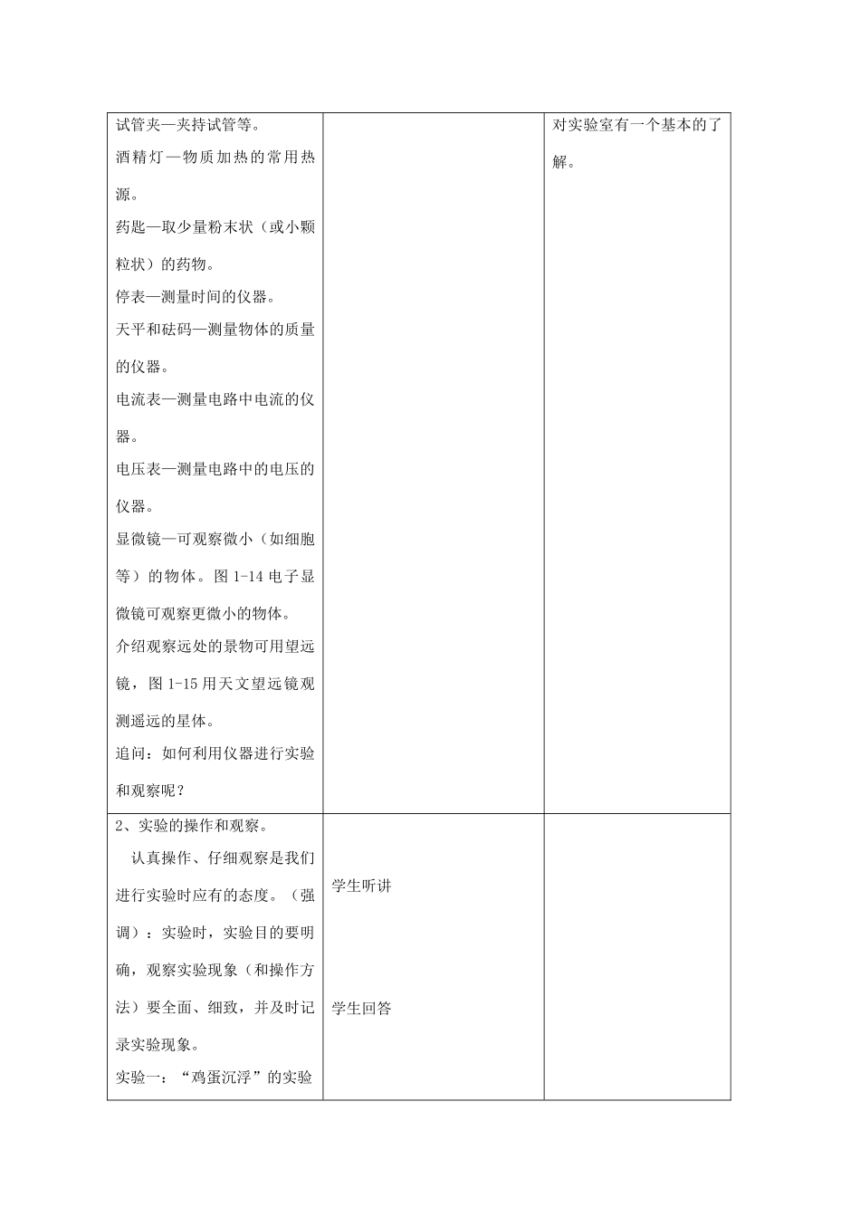 七年级科学上册《实验和观察》教案4 浙教版_第3页