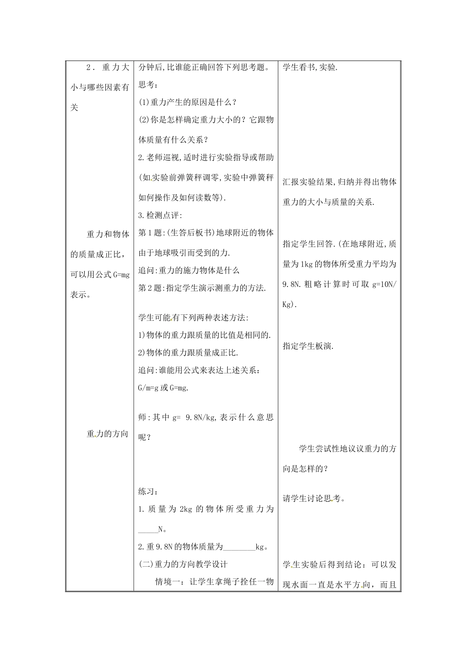 八年级物理下学期素材大全 重力教案 苏科版 _第2页