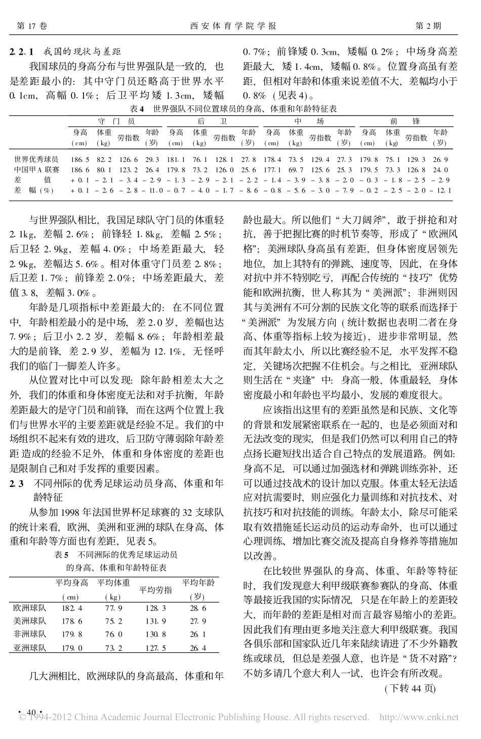 现代足球运动员的身高_体重_年龄特征及我国现状_邓飞_第3页