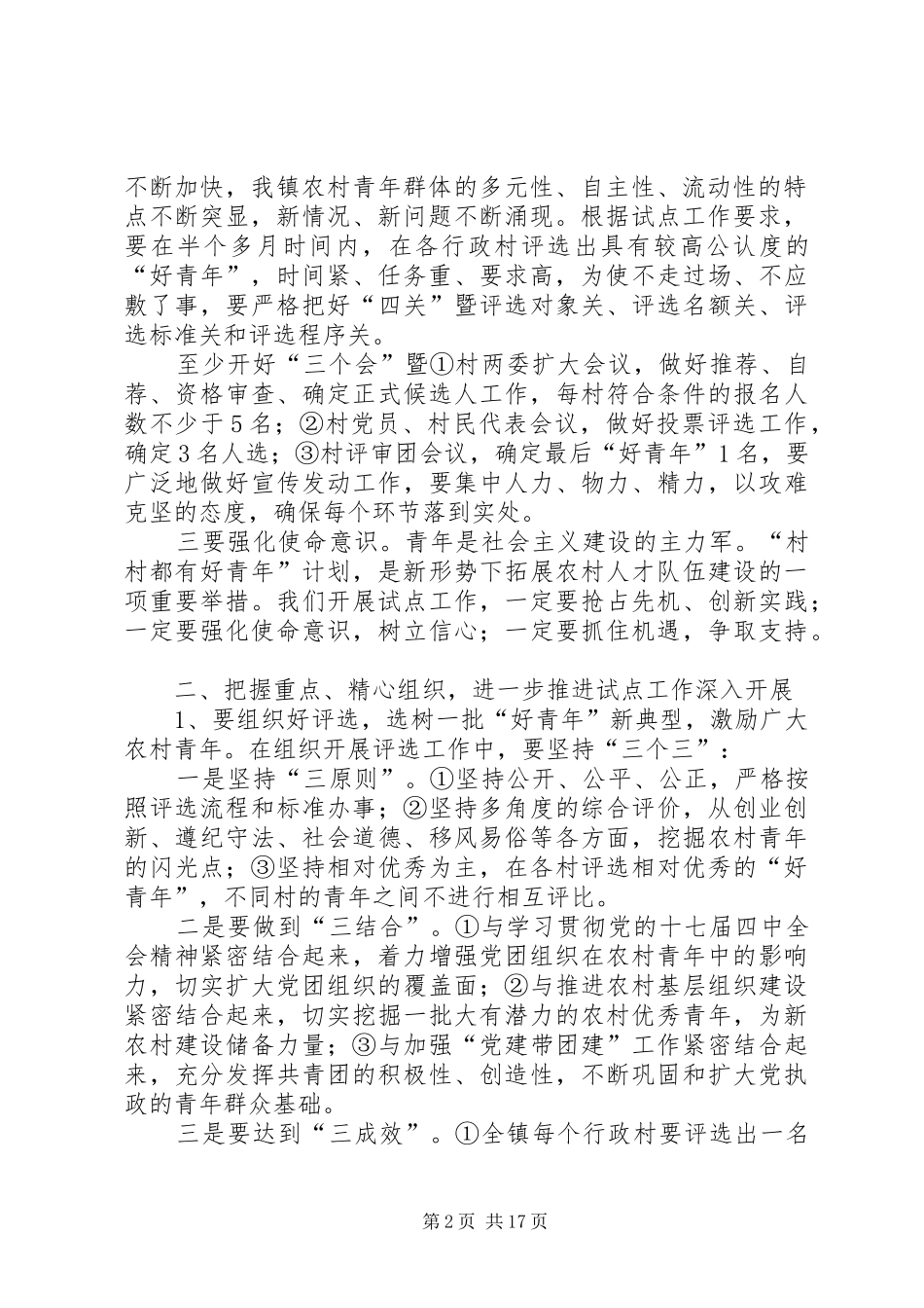 乡镇“村村都有好青年”动员大会上的讲话发言2五篇_第2页