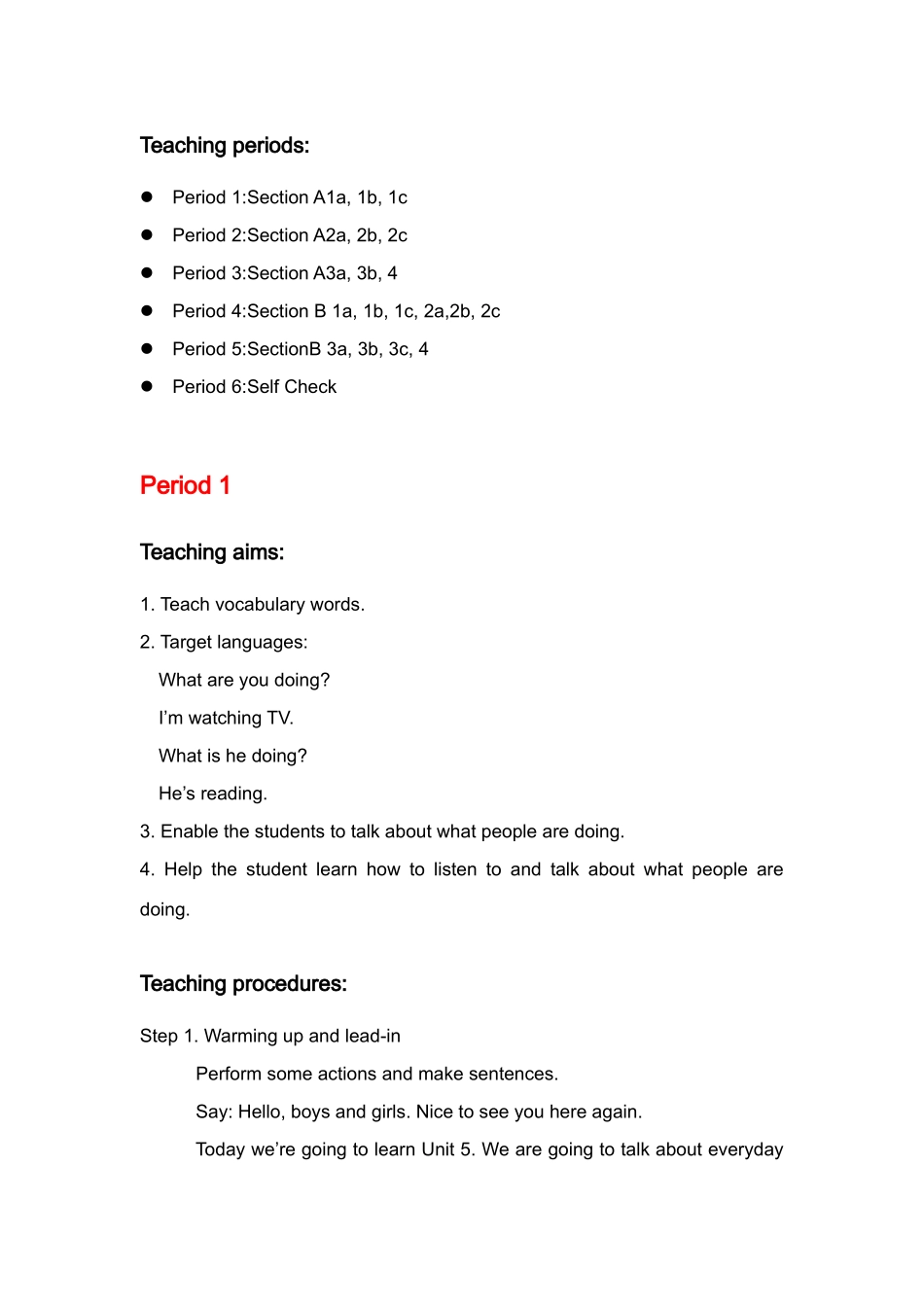 七年级英语 Unit 5  教案人教新课标版 _第2页