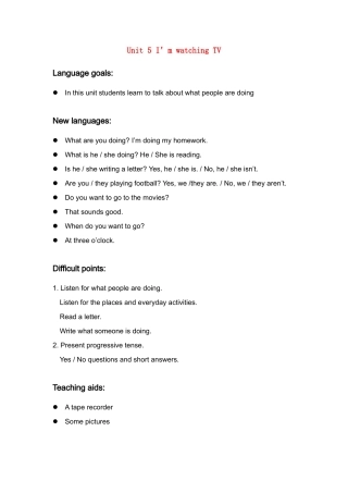 七年级英语 Unit 5  教案人教新课标版 